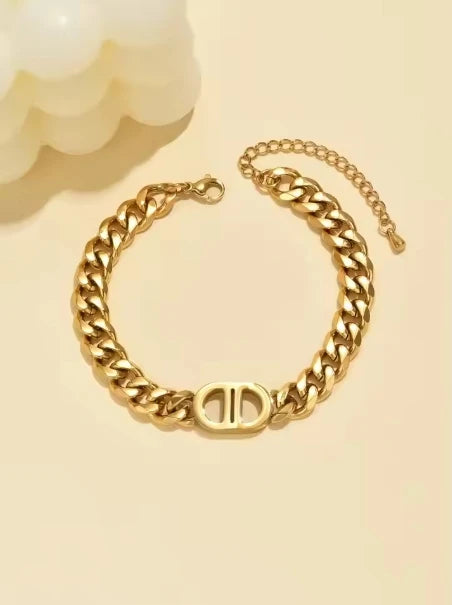 Gold Cuban Chain Necklace & Bracelet Set