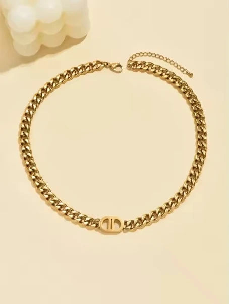 Gold Cuban Chain Necklace & Bracelet Set