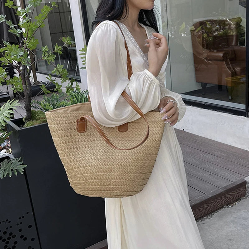 Braided Straw Beach Bag