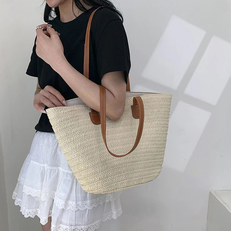 Braided Straw Beach Bag