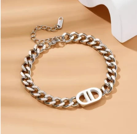 Gold Cuban Chain Necklace & Bracelet Set