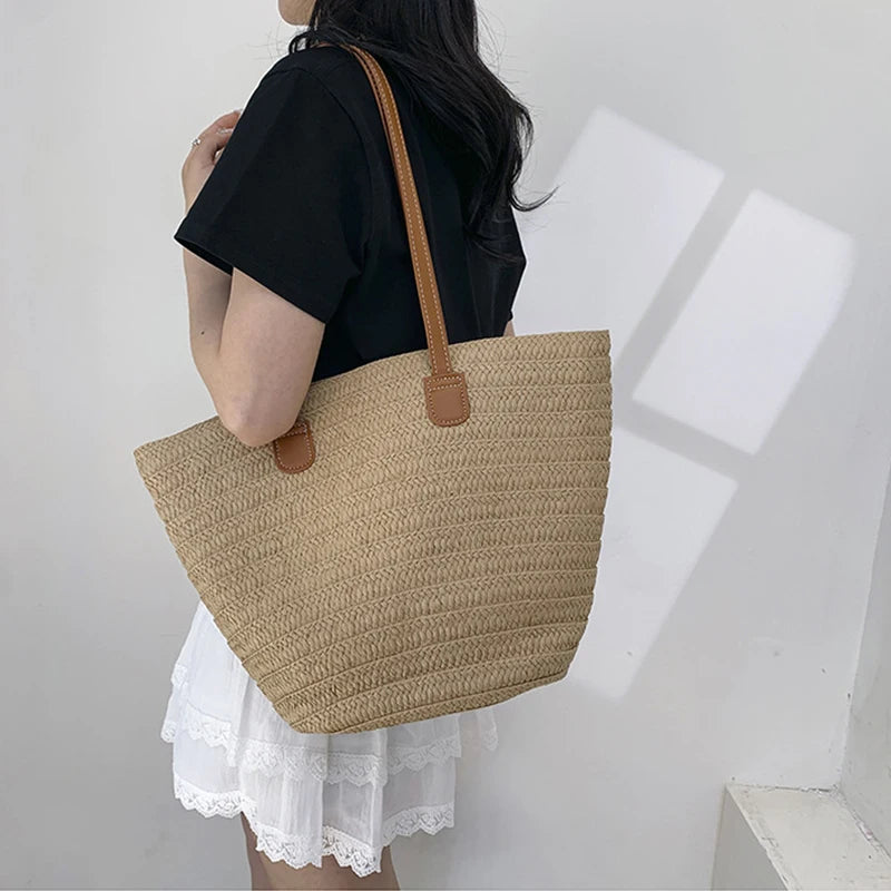 Braided Straw Beach Bag