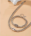 Gold Cuban Chain Necklace & Bracelet Set