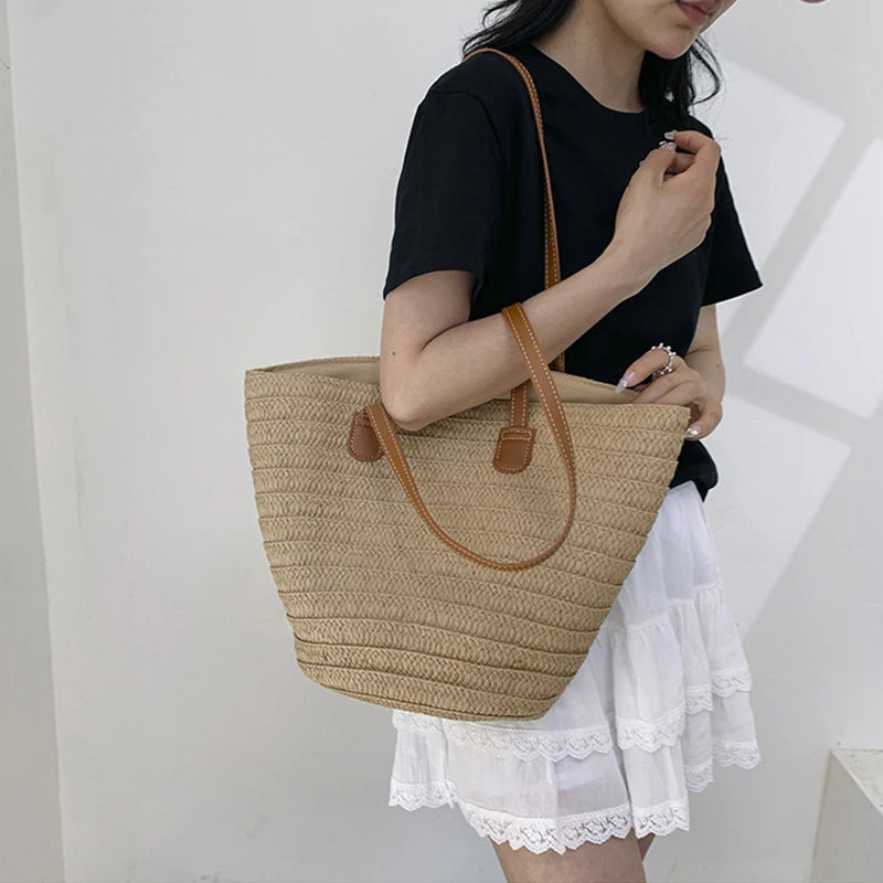 Braided Straw Beach Bag