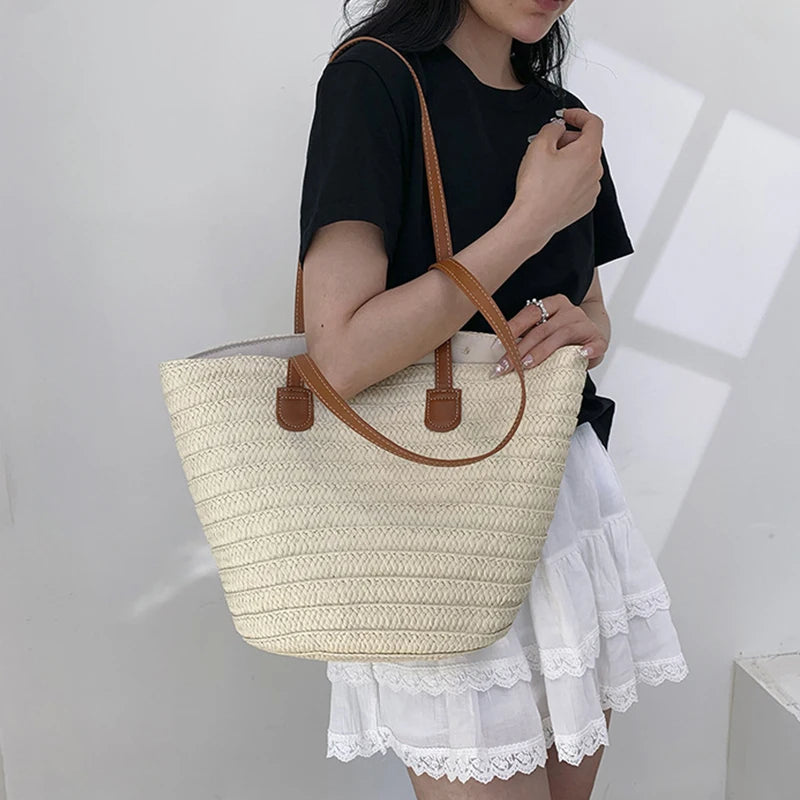 Braided Straw Beach Bag