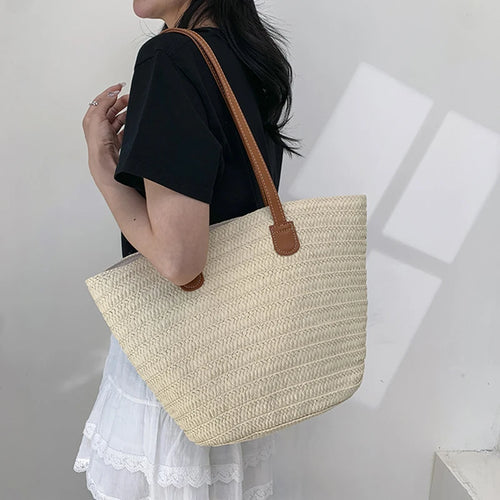 Braided Straw Beach Bag