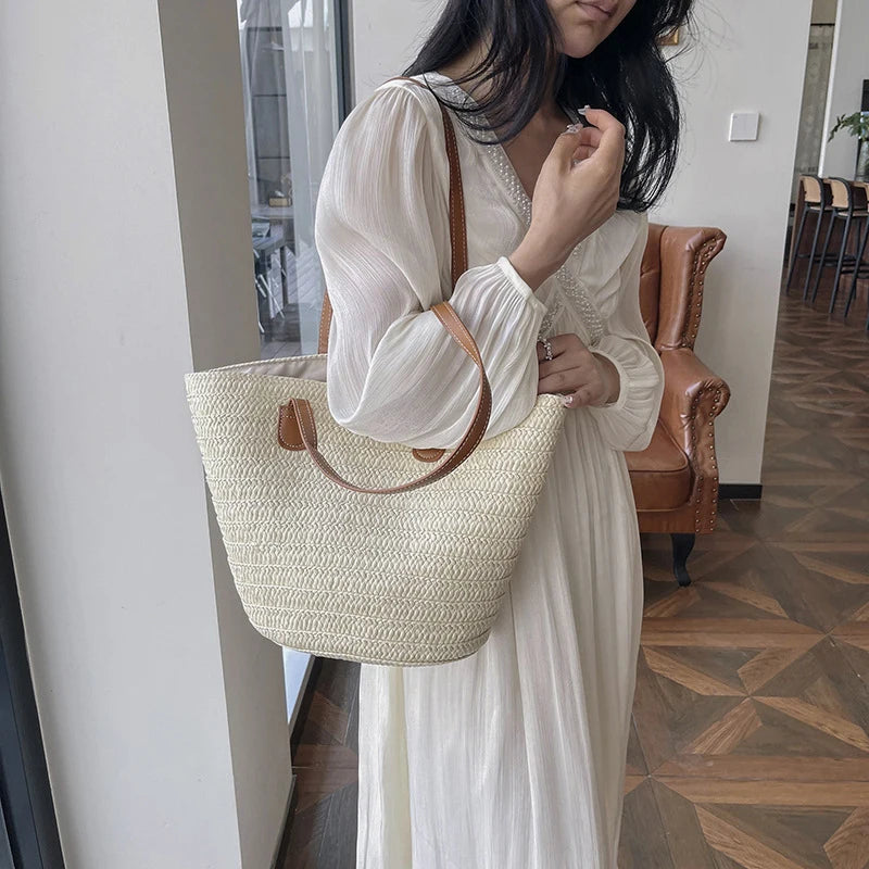 Braided Straw Beach Bag